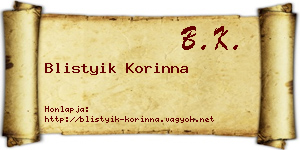 Blistyik Korinna névjegykártya
